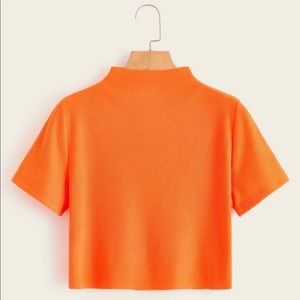 Orange Crop Top Turtle Neck Shirt